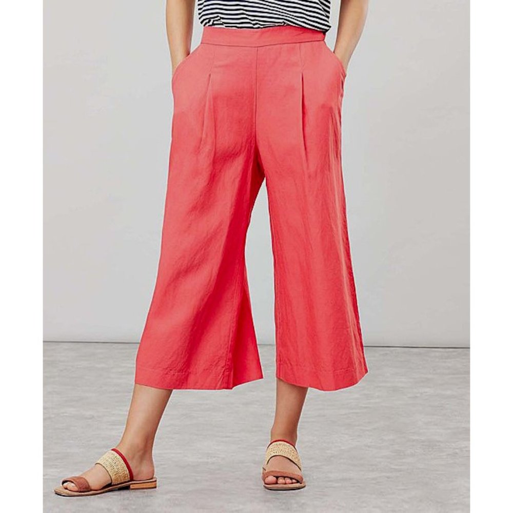 NWT Womens Size 10 Joules Alexi Crop Palazzo Wide-leg Pants in Bright Poppy - Picture 3 of 5